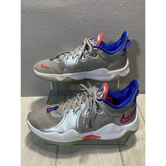 Nike Air PG 5 13 Metallic Silver Paul George Sneakers Size 12 Shoes #CW3143-005 main image 6